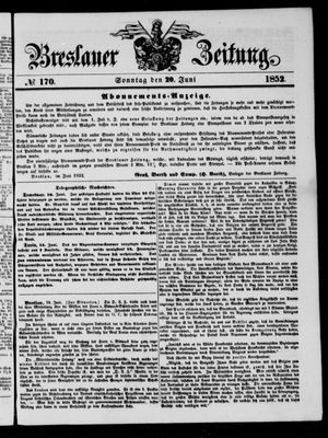 Breslauer Zeitung vom 20.06.1852