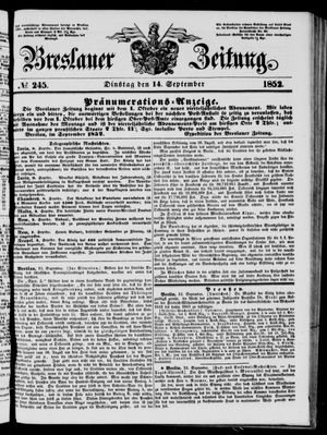 Breslauer Zeitung on Sep 14, 1852
