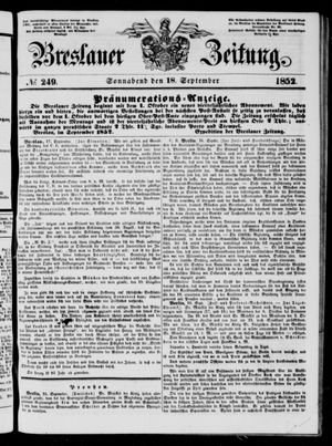 Breslauer Zeitung on Sep 18, 1852