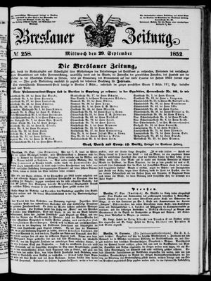 Breslauer Zeitung on Sep 29, 1852