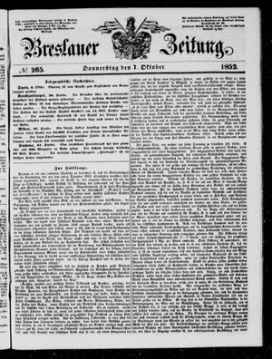 Breslauer Zeitung on Oct 7, 1852