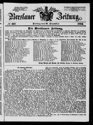 Breslauer Zeitung vom 31.12.1852