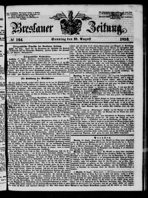 Breslauer Zeitung vom 21.08.1853