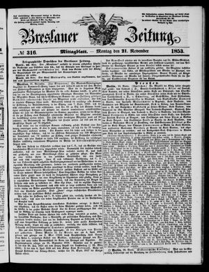 Breslauer Zeitung vom 21.11.1853