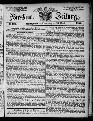 Breslauer Zeitung vom 20.04.1854