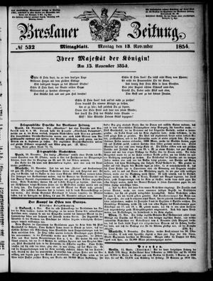 Breslauer Zeitung vom 13.11.1854