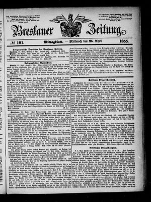 Breslauer Zeitung vom 25.04.1855