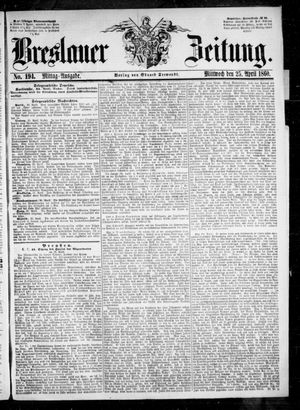 Breslauer Zeitung vom 25.04.1860