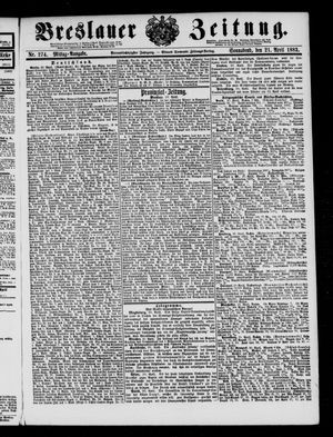 Breslauer Zeitung on Apr 21, 1883