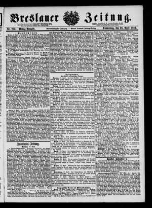 Breslauer Zeitung on Apr 26, 1883