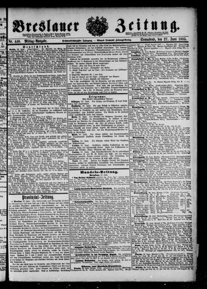 Breslauer Zeitung on Jun 27, 1885