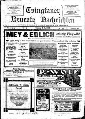 Tsingtauer neueste Nachrichten on May 3, 1914