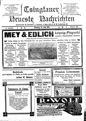 Tsingtauer neueste Nachrichten vom 14.06.1914