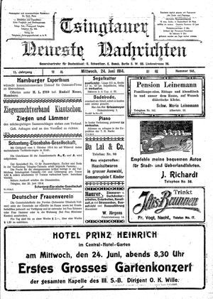 Tsingtauer neueste Nachrichten vom 24.06.1914