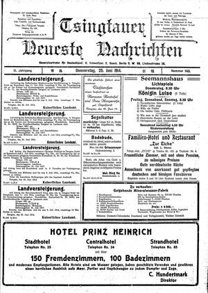 Tsingtauer neueste Nachrichten vom 25.06.1914