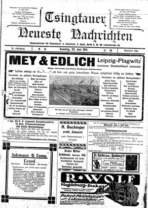 Tsingtauer neueste Nachrichten vom 28.06.1914