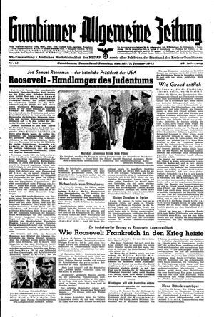 Gumbinner allgemeine Zeitung vom 16.01.1943