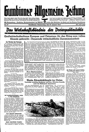 Gumbinner allgemeine Zeitung vom 21.01.1943