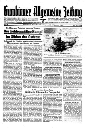 Gumbinner allgemeine Zeitung vom 23.01.1943