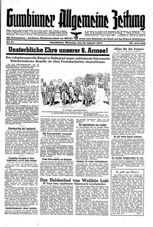 Gumbinner allgemeine Zeitung vom 26.01.1943