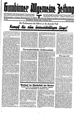 Gumbinner allgemeine Zeitung vom 01.02.1943
