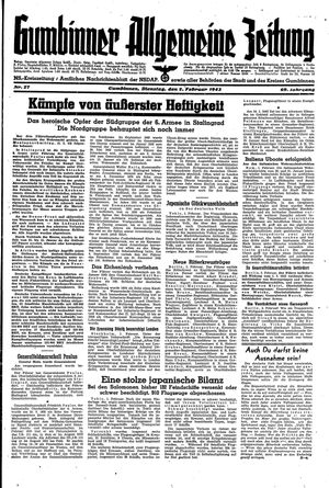 Gumbinner allgemeine Zeitung vom 02.02.1943