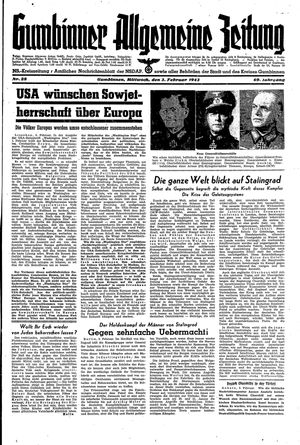 Gumbinner allgemeine Zeitung vom 03.02.1943