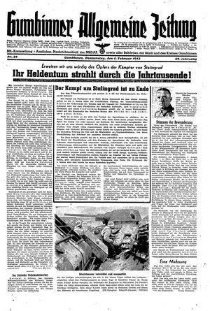 Gumbinner allgemeine Zeitung vom 04.02.1943