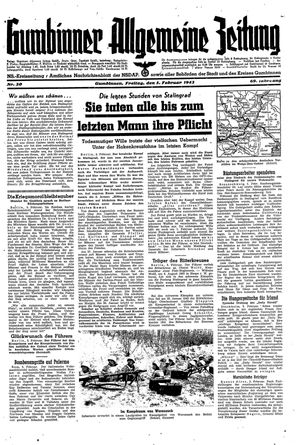 Gumbinner allgemeine Zeitung vom 05.02.1943