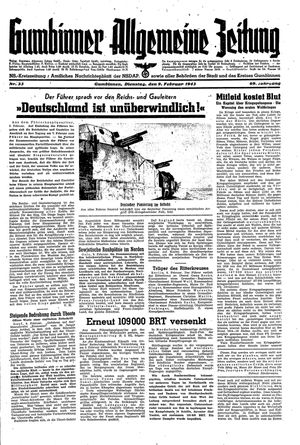 Gumbinner allgemeine Zeitung vom 09.02.1943