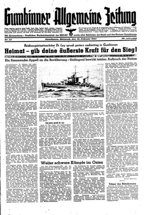 Gumbinner allgemeine Zeitung vom 10.02.1943