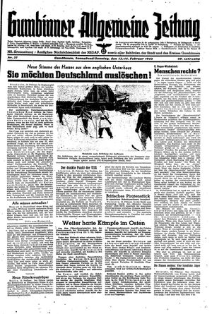 Gumbinner allgemeine Zeitung vom 13.02.1943
