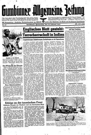 Gumbinner allgemeine Zeitung vom 18.02.1943