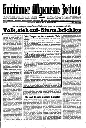 Gumbinner allgemeine Zeitung vom 19.02.1943