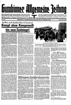 Gumbinner allgemeine Zeitung vom 20.02.1943