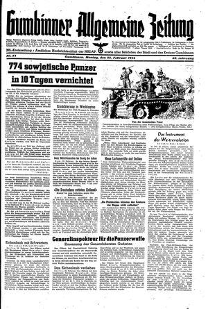 Gumbinner allgemeine Zeitung vom 22.02.1943