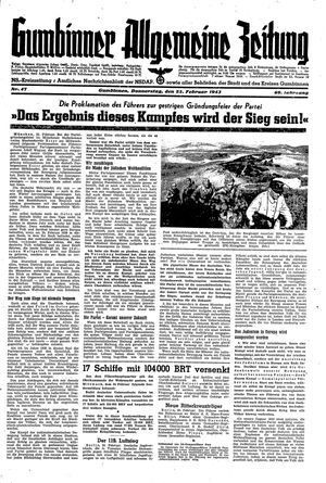 Gumbinner allgemeine Zeitung vom 25.02.1943
