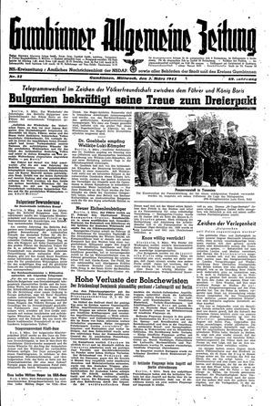 Gumbinner allgemeine Zeitung vom 03.03.1943