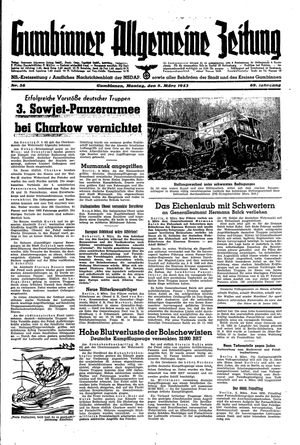 Gumbinner allgemeine Zeitung vom 08.03.1943