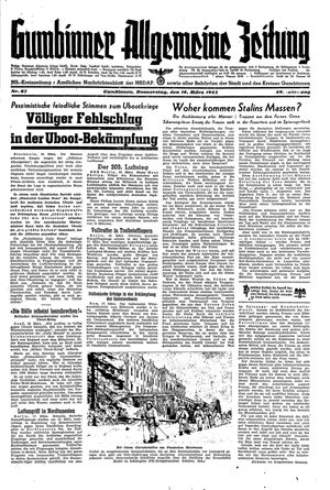Gumbinner allgemeine Zeitung vom 18.03.1943