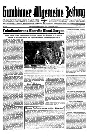 Gumbinner allgemeine Zeitung vom 19.03.1943