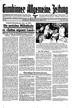 Gumbinner allgemeine Zeitung vom 31.03.1943