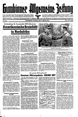 Gumbinner allgemeine Zeitung vom 02.04.1943