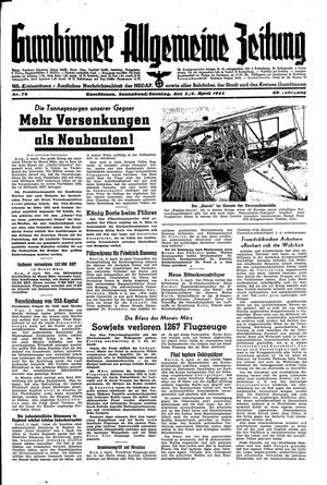 Gumbinner allgemeine Zeitung vom 03.04.1943
