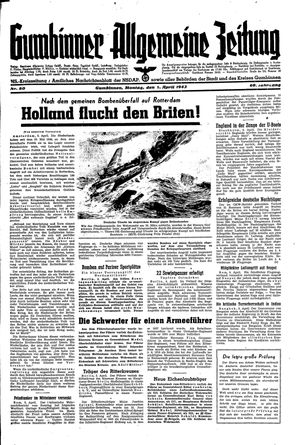 Gumbinner allgemeine Zeitung vom 05.04.1943