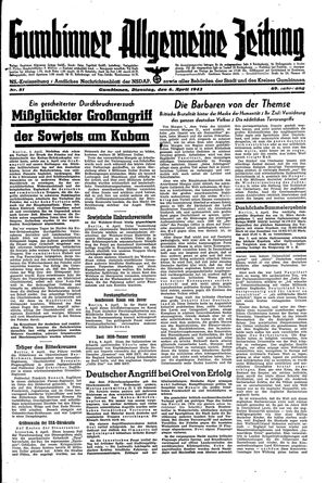 Gumbinner allgemeine Zeitung vom 06.04.1943
