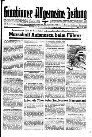 Gumbinner allgemeine Zeitung vom 15.04.1943