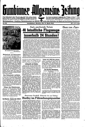 Gumbinner allgemeine Zeitung vom 19.04.1943