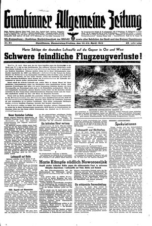 Gumbinner allgemeine Zeitung vom 22.04.1943