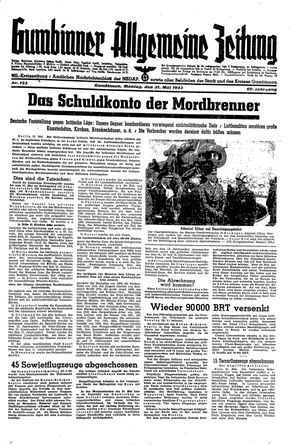 Gumbinner allgemeine Zeitung on May 31, 1943